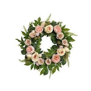My Texas House 22" Easter Wreath – Peonies & Speckled Eggs